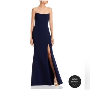 Aqua Strapless Navy Gown